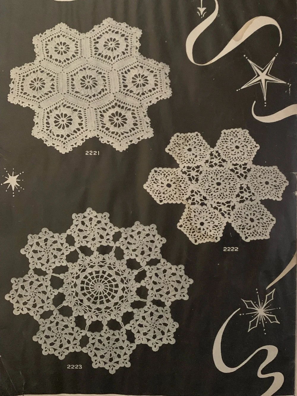 Lot of 3 Vintage Crochet Doilies & Flower Edgings Pattern Booklets